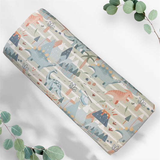 Dinosaur Stripe Baby Travel Changing Mat